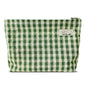HAPPYHEIDI Large Cute Green Checker Makeup Bag with Compartment Cosmetic Travel Pouch, Nylon Fabric, Purse Organizer, Canvas Lined, Beige Plaid - color: 001 SX427 Green Gingham Canvas
