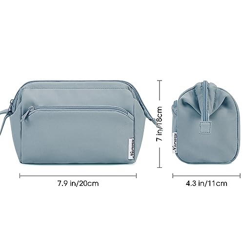 Narwey Wide-open Makeup Bag Women Make up Bag Travel Cosmetic Bag Organizer Toiletry Bag for Cosmetics Toiletries Accessories (Greyish Blue) - color: Greyish Blue
