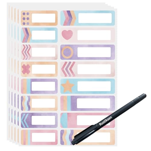 Graffiti Waterproof Stickers Labels Kit 320PCS Durable, Washable, Sticky Self-Adhesive Tags with Marker, Hand-Drawn Cartoon Designs for Water Bottles,Containers, Office Room, Kitchen - color: Line