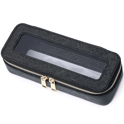 Pinkmik Makeup Brush Case, Black, SLIM | Clear Travel Cosmetic & Toiletry Bag, Small Makeup Bag, Zipper Purse Organizer, For Women - color: B/Black, size: SLIM