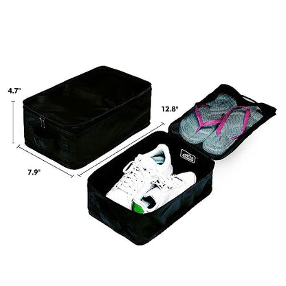JJ POWER Travel Shoe Bags, Foldable Waterproof Shoe Pouches Organizer-Double Layer (Black, 2 Packs) - color: Black, size: 2 Packs