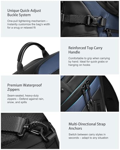 Somago Sling Backpack with USB Charging Port Water-Resistant Tactical Backpack Crossbody Chest Bag with Anti-theft Pocket (Navy) - color: Navy