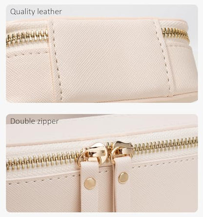 LETGO Clear Window Makeup & Sunscreen Bag TSA Approved Waterproof PU Leather Travel Toiletry Organizer with Gold Zipper,Portable Cosmetic Pouch for Summer Beach Vacation,Pool &Gym(Mini Beige) - color: Beige, style: Mini
