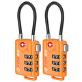 TSA Approved Cable Luggage Locks, Re-settable Combination with Alloy Body, Orange 2 Locks. - color: Orange 2 Pack