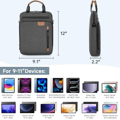 9-11 Inch Tablet Sleeve Bag, Padded Protective Travel Carrying Case for iPad A16 2025, iPad Air M4 11-inch 2026 M3 M2, iPad Pro M5/M4 11 inch, iPad 10/9/8/7th, Galaxy Tab A9+/S9/S8 11" - color: Grey, size: 9-11 Inch