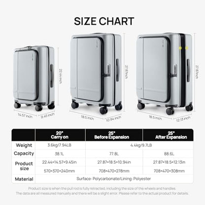NINETYGO Carry On Luggage 22x14x9 Airline Approved, 20 Inch Suitcase with Front Compartment, Lightweight PC Hard Shell, Cup Holder, Clamshell, TSA Lock, Spinner Wheels (Charcoal Coconut Milk) - color: 06-Charcoal Coconut Milk, size: Carry-On 20-Inch (Clam
