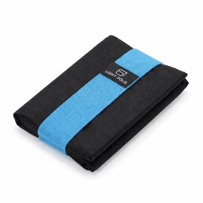 LIGHT FOLD Ultra Slim Tri-Fold Wallet with RFID Blocking, Lightweight Minimalist Men’s Wallet with Elastic Band, Waterproof Durable Nylon Fabric, Slim Front Pocket Card Holder Fits 12 Cards & Cash - color: Blue