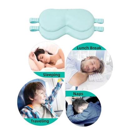 HBHLFZ Sleep Mask 2 Pack - Bamboo Viscose Fiber Sleeping Eye Mask - with Elastic Band/Headband - Comfort Sleeping Shade - for Nighttime Sleeping, Traveling & Napping（Light Blue） - color: Light Blue