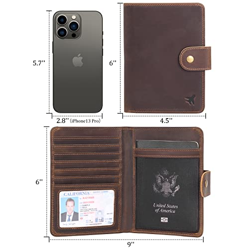 Polare Luxury RFID Blocking Leather Passport Holder Travel Wallet For Men and Women (Dark Brown(Snap Version)) - color: Dark Brown(Snap Version)