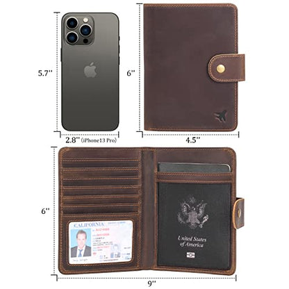 Polare Luxury RFID Blocking Leather Passport Holder Travel Wallet For Men and Women (Dark Brown(Snap Version)) - color: Dark Brown(Snap Version)