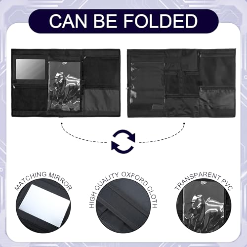 Sanwuta 30" L x 17.5" W Camp Trunk Organizer Trunk Lid Organizer for Summer Camp with 7 Pockets Plastic Mirror and Flashlight for Secure College Dorm Storage Chest