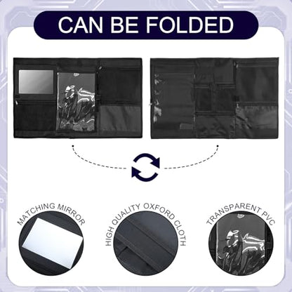 Sanwuta 30" L x 17.5" W Camp Trunk Organizer Trunk Lid Organizer for Summer Camp with 7 Pockets Plastic Mirror and Flashlight for Secure College Dorm Storage Chest