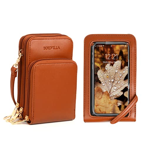 Crossbody Cellphone Purse Women Touch Screen Bag RFID Blocking Wallet Handbag Shoulder Strap - color: Brown-small, size: Small