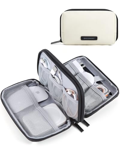 BAGSMART Electronics Organizer Travel Case, Cable Charger Cord Tech Organizer Pouch for Phone Charger Accessories, Beige - color: 05-Beige