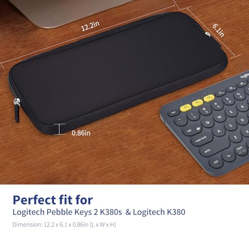 Keyboard Sleeve Case for Logitech Pebble Keys 2 K380s & Logitech K380 Bluetooth Keyboard, Wireless Keyboard Shockproof Protective Travel Neoprene Bag, Black - size: Logitech K380