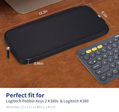 Keyboard Sleeve Case for Logitech Pebble Keys 2 K380s & Logitech K380 Bluetooth Keyboard, Wireless Keyboard Shockproof Protective Travel Neoprene Bag, Black - size: Logitech K380