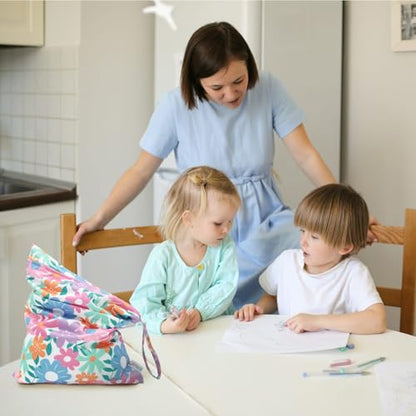 ALVA ALVABABY 3pcs Cloth Diaper Wet Dry Bags Waterproof Reusable with Two Zippered Pockets Travel Beach Pool Daycare Soiled Baby Items Yoga Gym Bag for Swimsuits or Wet Clothes 3L-ZM18A - color: Nice little flower