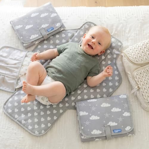 Baby Portable Changing Pad Travel - Waterproof Compact Diaper Changing Mat with Built-in Pillow - Lightweight & Foldable Baby Diaper Changer, Newborn Shower Gifts - color: Gray B