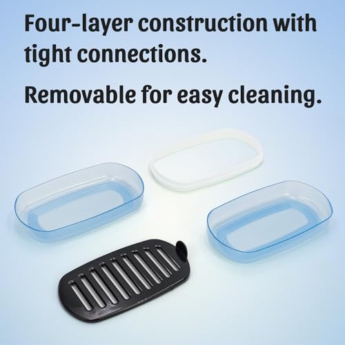 OZNER Clear Travel Soap Case Compatible with Kitsch - Leak-Proof Multi-Use Soap Holder with Draining Layer for Shampoo Bars, Conditioner Bars & Soap (Blue,1 Pack) - color: Blue