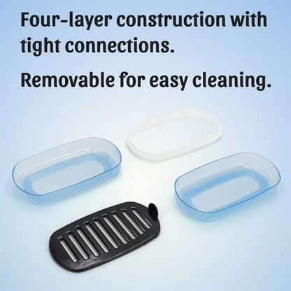 OZNER Clear Travel Soap Case Compatible with Kitsch - Leak-Proof Multi-Use Soap Holder with Draining Layer for Shampoo Bars, Conditioner Bars & Soap (Blue,1 Pack) - color: Blue
