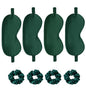Satin Eye Mask 8Pcs Silk Sleep Masks Silky Blindfold Eyeshade Blackout Eyes Cover Scrunchies Hair Ties Travel Wedding Gifts - color: Evergreen