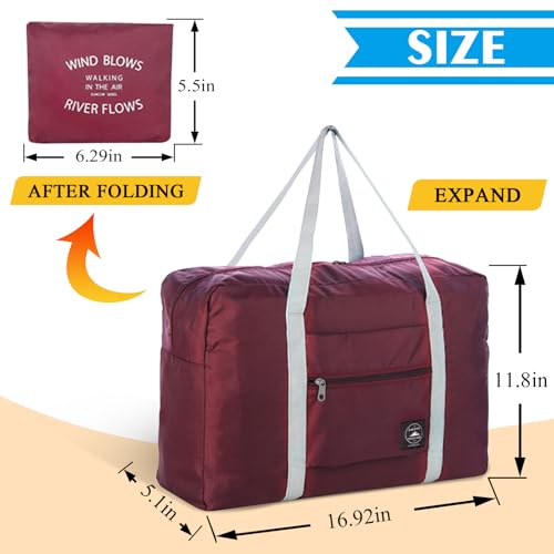 Travel Bag 36 Packes Carry on Luggage Foldable Duffel Bag Sports Gym Bag Weekender Overnight Bag Water Resistant Nylon Travel Duffel for Men Women - color: 12Black 12Pink 12Red