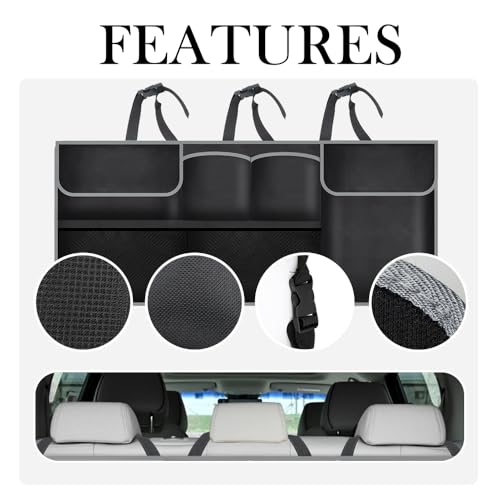 IHOTDER Large Capacity Car Trunk Organizer,Six Pockets Trunk Storage Organizer with Adjustable Straps,Wear-Resistant Oxford Fabric Hanging Trunk Organizer for Car Truck SUV
