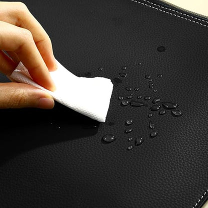 PU Leather A4 File Folder Zipper Document Holder Envelope Folder Case for Receipt Contract (Black) - color: Black