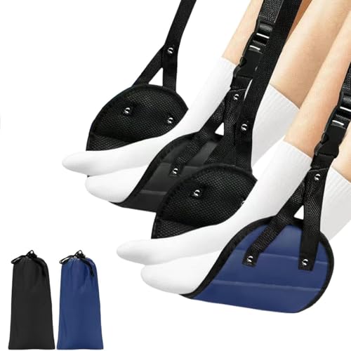 Airplane Travel Footrest Hammock, Airplane Foot Hammock to Relax Your Feet, Comfy Feet Hanger Plane Footrest for Long Trip, Feet Hammocks for Plane, Long Flight Foot Rest,Travel Essentials - color: Black