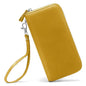 Moflycom Womens Wallet RFID Blocking Genuine Leather Zip Around Wallet Clutch Wristlet Travel Long Purse for Women - color: Yellow
