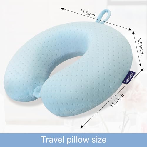 Travel Neck Pillow Memory Foam Pillow Support Pillow U Shape Compact & Lightweight Neck Pillow for Sleeping Travel for Plane, Car, Home, Office Camping Light Blue - color: Light Blue