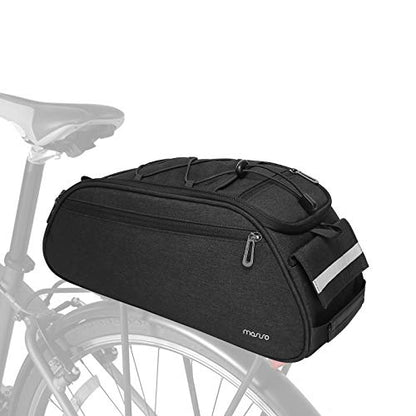 MOSISO Bike Rack Bag, Waterproof Bicycle Trunk Pannier Rear Seat Pouch Cycling Bike Carrier Backseat Storage Luggage Saddle Shoulder Bag - color: Black
