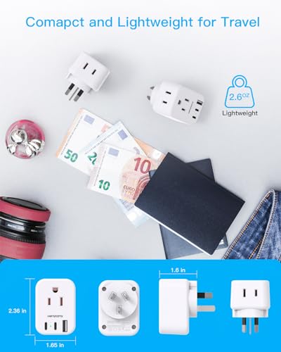 HANYCONY US to Australia New Zealand Power Plug Adapter, Type I Adapter Plug 2 Outlets 3 USB Ports(2 USB C), Australia Travel Plug Adapter for USA to Australian AU China Argentina Fiji Essentials - style: Type I - Australia China