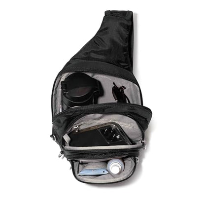 Baggallini Securtex® Anti-Theft Multi Zip Sling - Lightweight 8.6"x15.2" Travel Bag with Locking Zippers & RFID Protection - color: French Navy