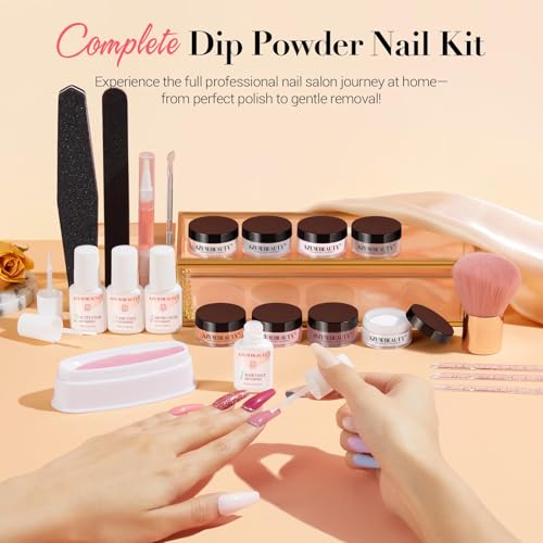AzureBeauty Dip Powder Nail Kit with Electric Nail Drill 24 Colors Nude Pink Glitter Red Green Nail Powder Starter Kit with Dip Liquid Set Base Top Coat Activator Portable Manicure Essential Set - color: Bright Green Red
