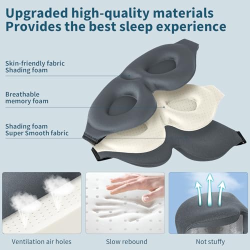 ZGGCD Sleep Mask for Side Sleeper, Light Blocking Sleeping Eye Mask for Women Men, 3D Contoured Cup Night Blindfold, Luxury Eye Cover Eyeshade with Adjustable Strap for Travel, Nap, Grey - color: Grey