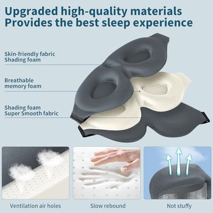 ZGGCD Sleep Mask for Side Sleeper, Light Blocking Sleeping Eye Mask for Women Men, 3D Contoured Cup Night Blindfold, Luxury Eye Cover Eyeshade with Adjustable Strap for Travel, Nap, Grey - color: Grey
