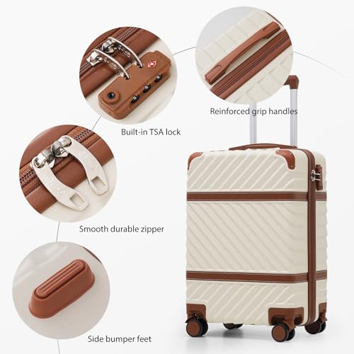 Coolife Luggage Set Suitcase Carry On Luggage PC Hardshell Luggage TSA Lock Spinner Wheels Telescopic Handle - color: White, size: 6 piece set