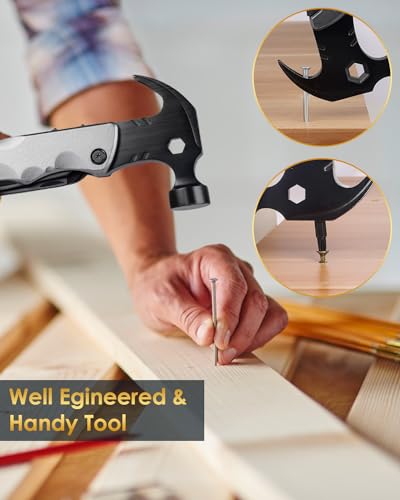 Fathers Day Dad Gifts from Daughter Son Wife, 13-in-1 Hammer Multitool, Cool Camping Accessories & Survival Tools, Unique Birthday Present Ideas Gifts for Men, Husband, Grandpa, Step Dad, Him - style: DAD GIFTS