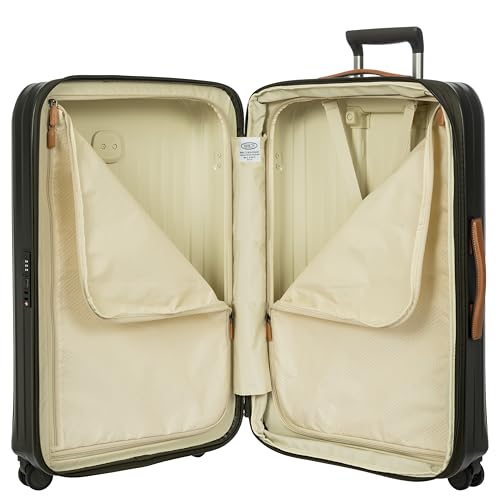 Bric's Taormina Ultra-Light Checked Luggage – Expandable Hard Shell Suitcase with TSA Lock, Anti-Tamper Zippers & 360 Spinner Mobility Wheels - 30 Inch, Olive - color: Olive, size: Checked-Large