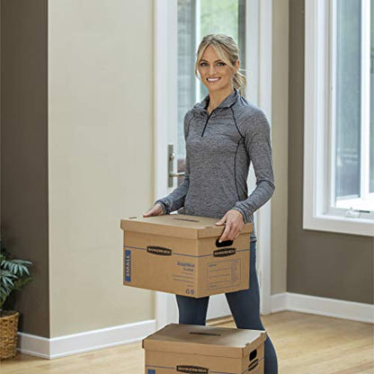 Bankers Box Small Classic Moving Box 5 Pack, Reinforced Handles, Tape-Free Assembly, Box with Lid, 15-in x 12-in x 10-in (7714902) - size: 5 Pack