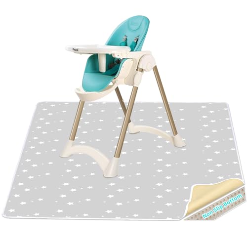 High Chair Splash pad, 51" 51 Non-Slip Waterproof Multi-Purpose Splash pad, Washable Splash pad for high Chair Floor Protection Table Cloth Portable Early Education Picnic Play mat (Star) - color: Five-pointed Star
