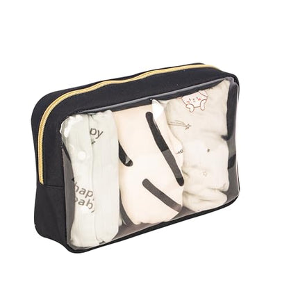 Remobia Hicol TSA Approved 5-Piece Diaper Bag Organizer Pouch Set Clear Waterproof TPU Kids Toiletry Storage Set Travel Packing Clutch Cube Bags for Baby Nursing(Black) - color: Black