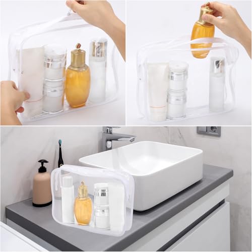 Tbestmax 10 Pack Clear Cosmetic Bags Makeup Bags Portable Waterproof TSA Approved Travel Toiletry Bags Large Organizer White, 9.8" x 7.1" x 2.4" - color: Large - White