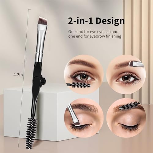 MSQ Eyebrow Brush and Comb Folding Eyelash Brush Eyelash Separator Eye Brow Comb & Spoolie Brush Professional Mascara Brushes Eye Makeup Tools Set 4PCS - size: 4 PCS