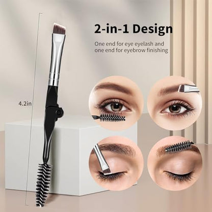 MSQ Eyebrow Brush and Comb Folding Eyelash Brush Eyelash Separator Eye Brow Comb & Spoolie Brush Professional Mascara Brushes Eye Makeup Tools Set 4PCS - size: 4 PCS