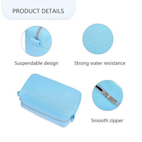 Organizer Bag Lightweight Cosmetic Bag with Ring Clasp Perfect Travel Makeup Bag for Women nylon Stand Up Design (Sky Blue/Nylon) - color: Sky Blue/Nylon