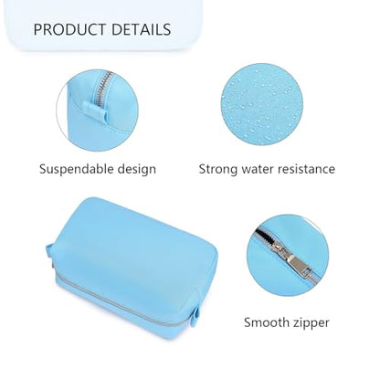 Organizer Bag Lightweight Cosmetic Bag with Ring Clasp Perfect Travel Makeup Bag for Women nylon Stand Up Design (Sky Blue/Nylon) - color: Sky Blue/Nylon