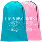 Sylfairy 2 Pack Extra Large Travel Laundry Bag, Dirty Clothes Organizer with Drawstring,Heavy Duty Travel Laundry Bags,Easy Fit a Laundry Hamper Travel Essentials (Pink+Blue, 24" x 36") - color: Pink+Blue-A