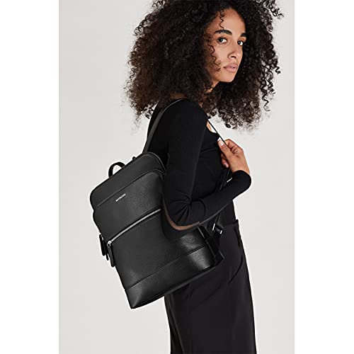 BOSTANTEN Leather Laptop Backpack for Women 15.6 inch Computer Bag Travel Work Daypack - color: 3-black
